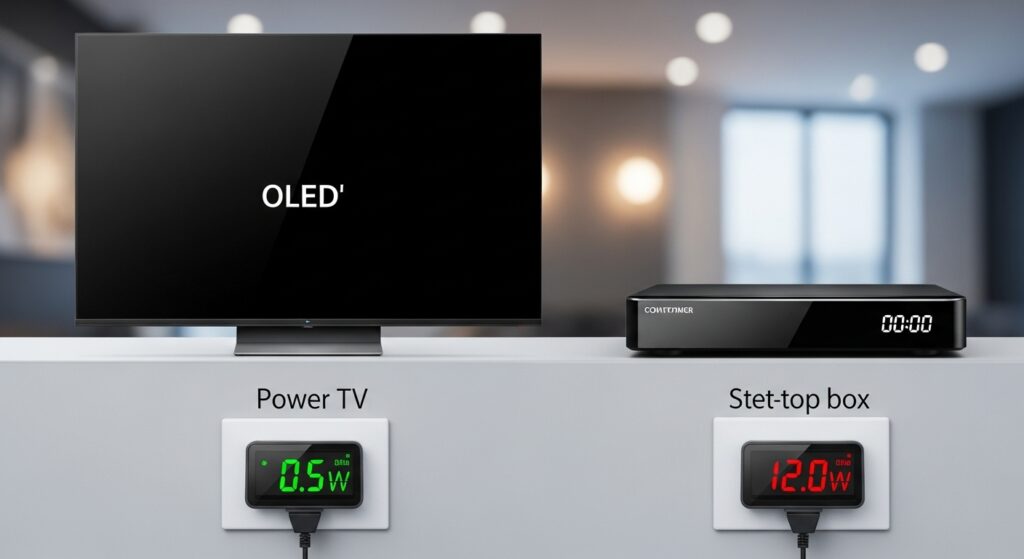 TV와 셋톱박스의 대기전력 소비 모습