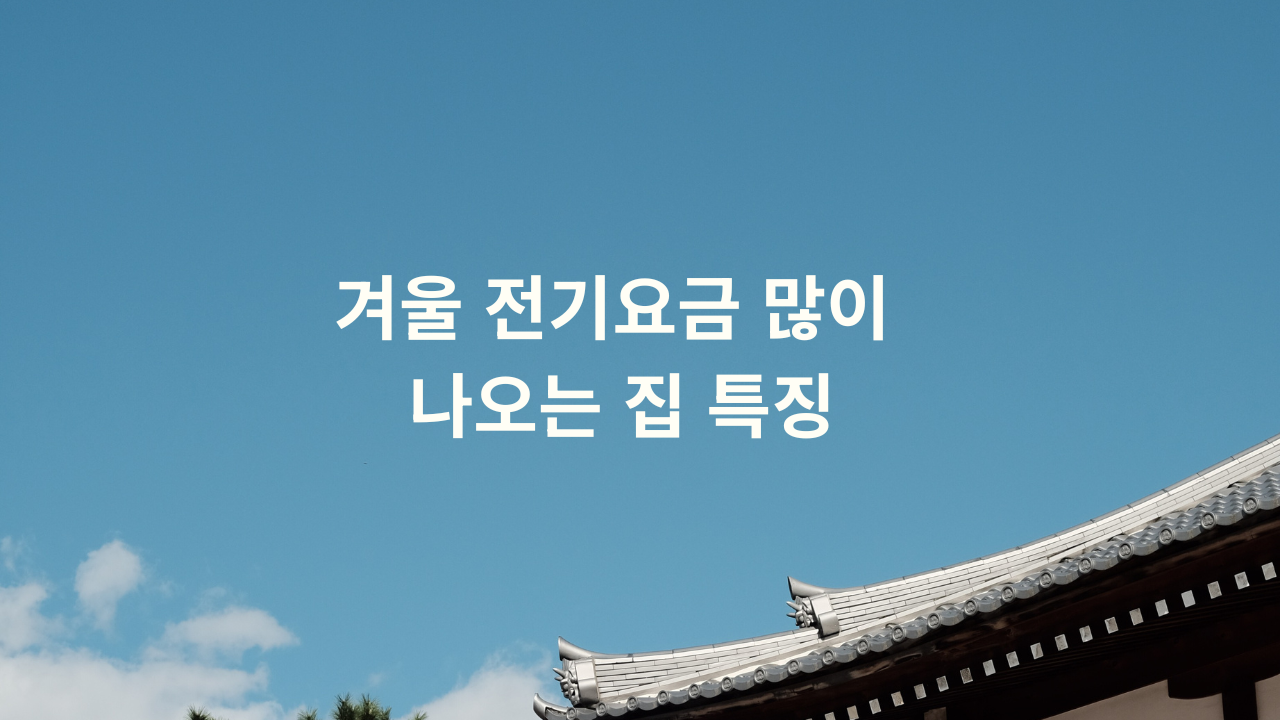 겨울 전기요금 많이 나오는 집 특징