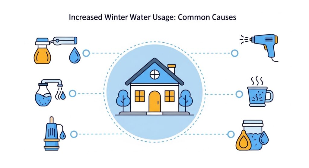 겨울철 수도 사용량 증가 원인 정리 이미지