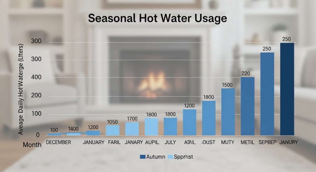 겨울철 온수 사용량 증가 그래프