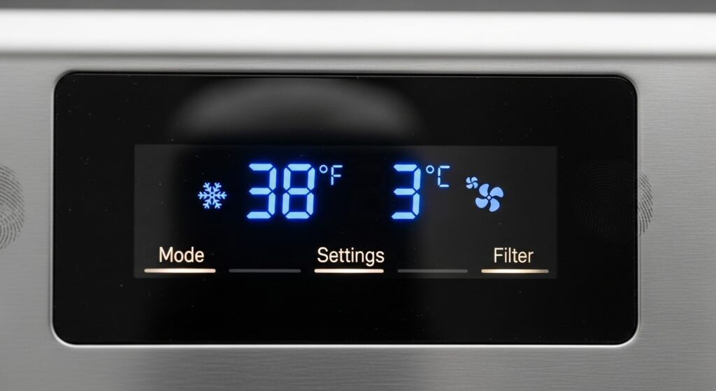 냉장실 온도 표시 화면