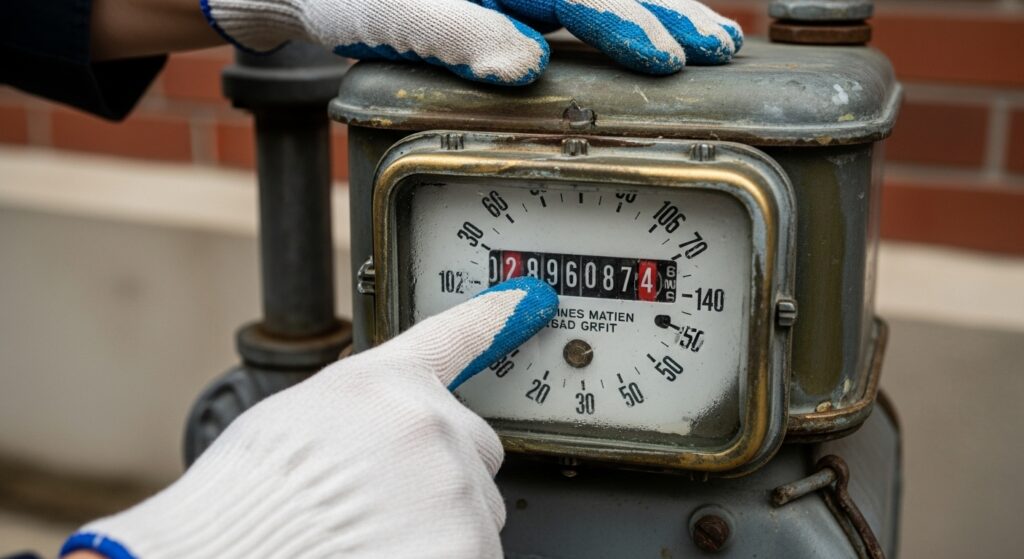 도시가스 계량기 숫자를 확인하는 사진
