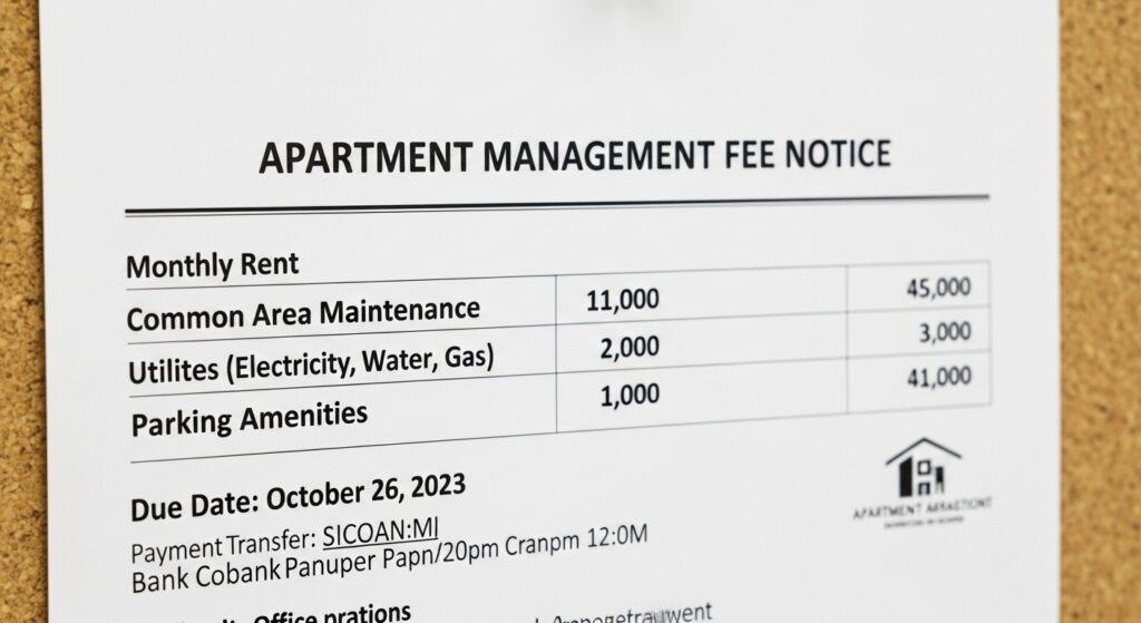 아파트 관리비 고지서를 확대해 확인하는 모습