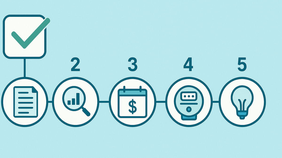 전기요금 고지서를 보고 확인해야 할 다섯 가지 체크리스트 인포그래픽