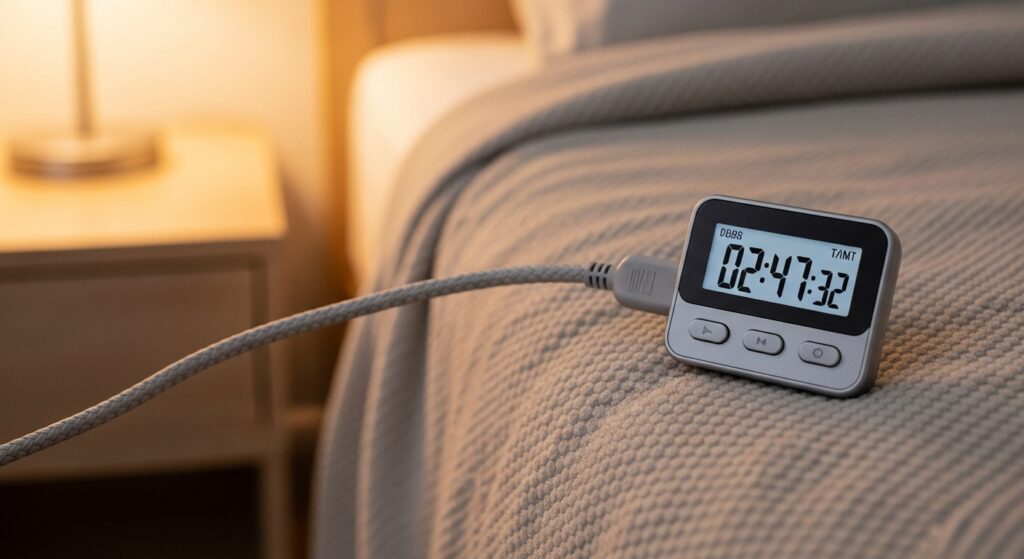 전기장판 사용 시간을 기록하는 모습