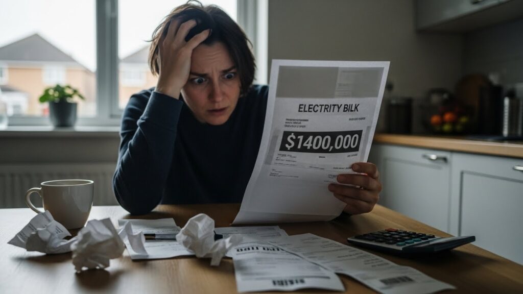 전기요금 많이 나와서 속상해 하는 실사 이미지 
