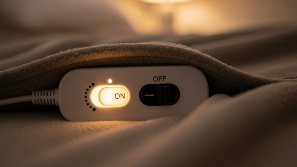 전기장판 온오프 하는 실사 이미지