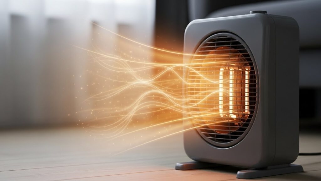 전기히터가 켜져 따뜻한 바람을 내보내는 모습