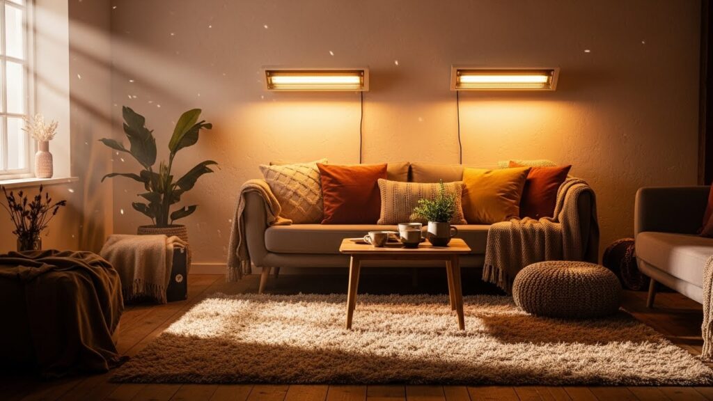 패널히터가 켜진 따뜻한 실내 공간